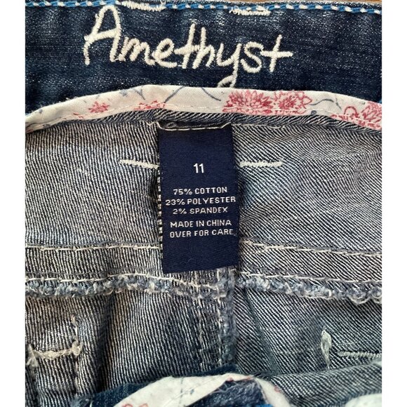 Amethyst Womens Distressed Mid-Rise Bootcut Jeans Size 11 Retro Stretch Boho - Picture 4 of 7